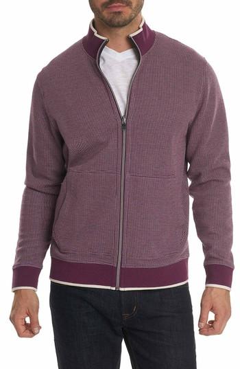 Men's Robert Graham Rivers Front Zip Knit Jacket - Purple
