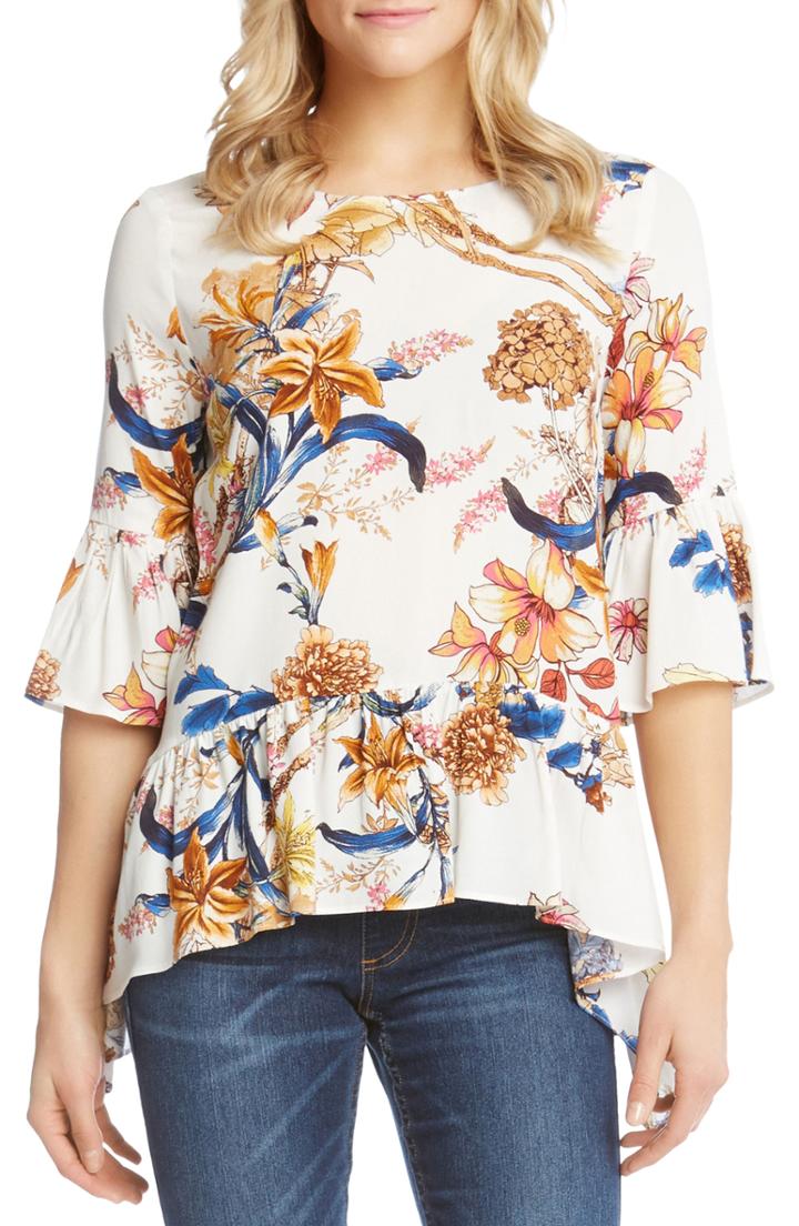 Women's Kane Kane Ruffle Hem Floral Top