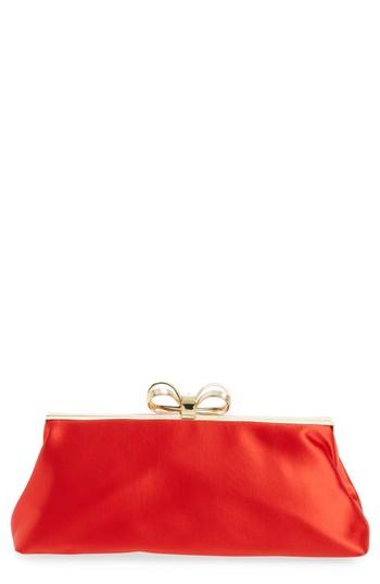 Ted Baker London Small Coletta Bow Satin Clutch - Red
