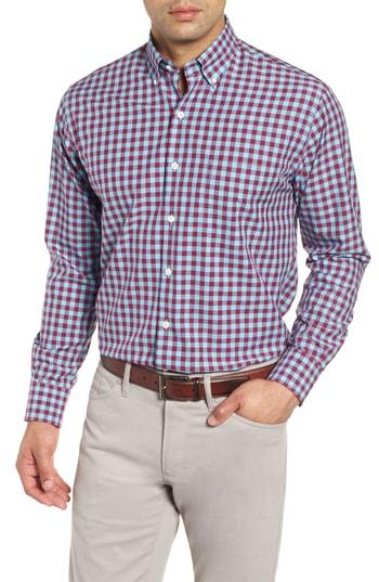 Men's Peter Millar Mont Blanc Gingham Check Sport Shirt - Blue