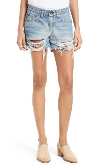 Women's Rag & Bone/jean Ripped Boyfriend Shorts - Blue