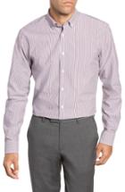 Men's Nordstrom Men's Shop Tech-smart Trim Fit Stretch Stripe Dress Shirt .5 - 32/33 - Burgundy