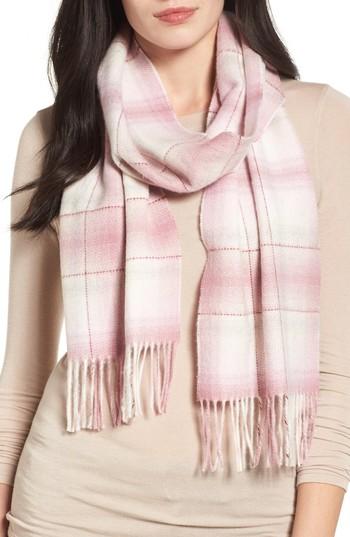 Women's Nordstrom Ombre Plaid Cashmere Scarf, Size - Pink