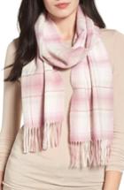 Women's Nordstrom Ombre Plaid Cashmere Scarf, Size - Pink