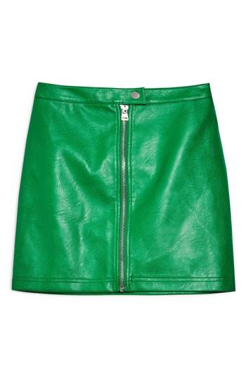 Women's Topshop Penelope Faux Leather Miniskirt Us (fits Like 0-2) - Green
