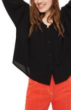 Women's Topshop Isobel Ruffle Neck Blouse Us (fits Like 2-4) - Black