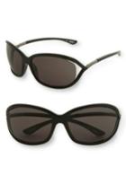 Women's Tom Ford 'jennifer' 61mm Oval Oversize Frame Sunglasses - Black