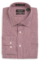 Men's Nordstrom Men's Shop Smartcare(tm) Trim Fit Check Dress Shirt 32/33 - Burgundy