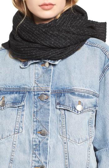 Women's Free People Bottom Line Hooded Rib Knit Wrap, Size - Black