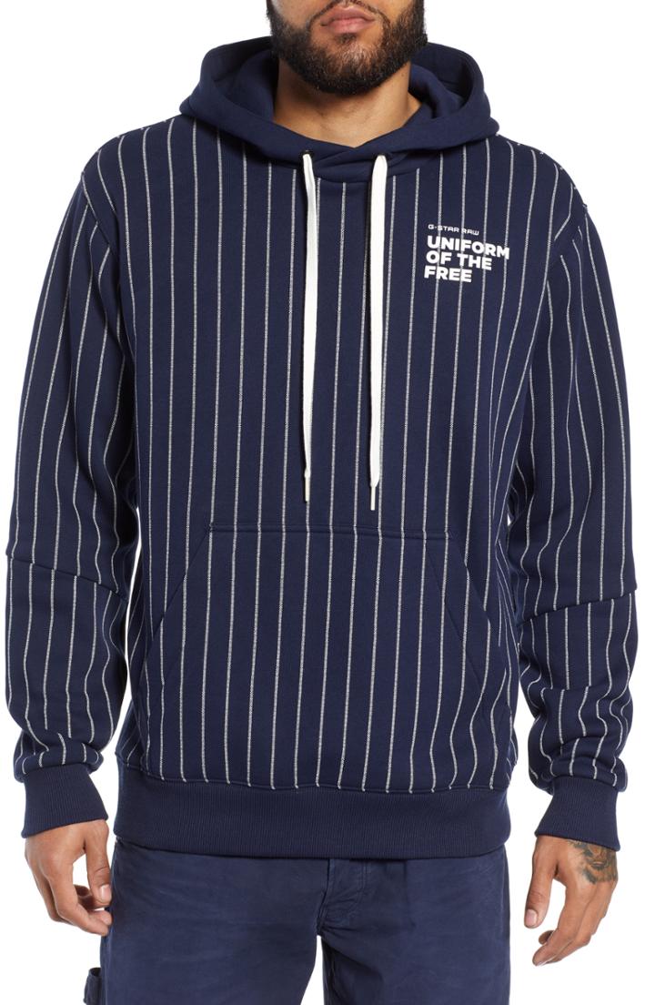 Men's G-star Raw Uotf Core Pintstripe Hoodie - Blue
