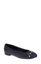 Women's Vaneli Umber Embellished Cap Toe Flat .5 M - Blue