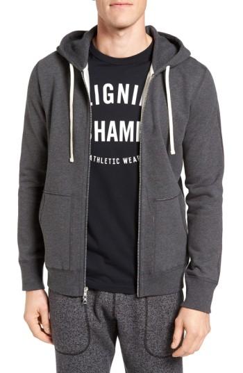 Men's Reigning Champ Core Zip Front Hoodie - Black