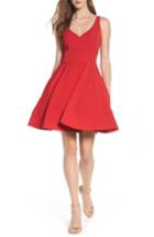 Women's Xscape V-neck Fit & Flare Dress - Red