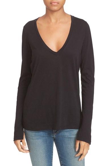 Women's Frame V-neck Cotton Tee - Black