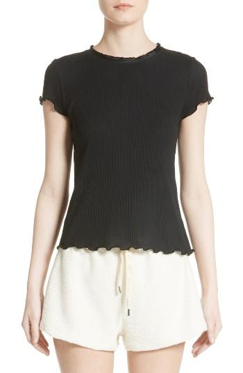 Women's Rag & Bone Dillon Silk Trim Cotton Tee