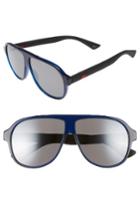 Men's Gucci Oversize 59mm Sunglasses - Blue Matte/ Silver