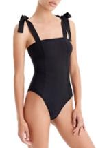 Women's J.crew Grosgrain Tie Shoulder One-piece Swimsuit - Black