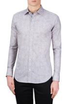 Men's Bugatchi Shaped Fit Print Sport Shirt, Size - Beige