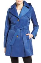 Women's Via Spiga 'scarpa' Hooded Single Breasted Trench Coat - Blue