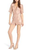 Women's Socialite Plunging Lace Romper - Red