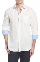 Men's Bugatchi Shaped Fit Linen Sport Shirt - White