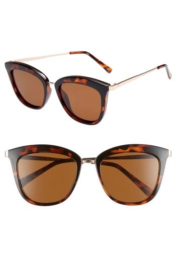 Women's Le Specs Caliente 53mm Polarized Cat Eye Sunglasses - Tortoise / Rose Gold