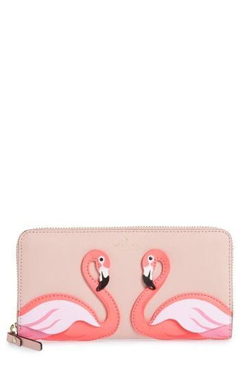 Women's Kate Spade New York By The Pool - Flamingo Lacey Leather Wallet - Pink