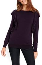 Women's Wallis Long Sleeve Ruffle Shoulder Pullover Us / 10 Uk - Purple