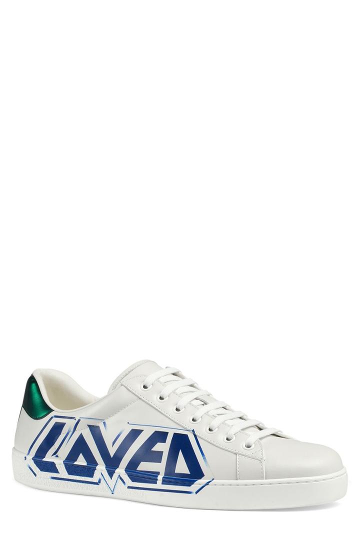 Men's Gucci New Ace Graffiti Loved Sneaker Us / 5uk - White