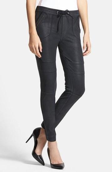 Kiind Of Faux Leather Jogger Skinny Pants Womens Black Diamond Coatin Size