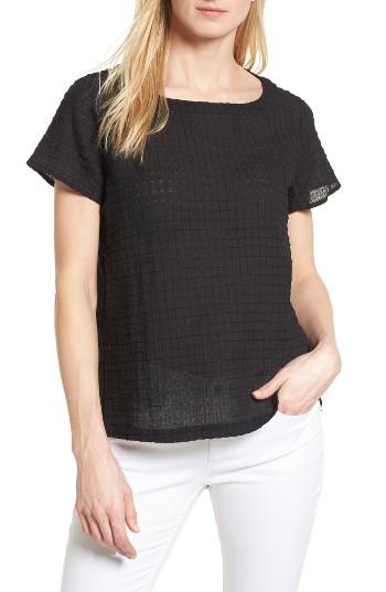 Women's Eileen Fisher Organic Cotton Bateau Neck Top, Size - Black