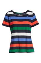 Women's J.crew Stripe Crewneck Supima Cotton Tee - Blue