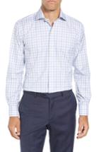 Men's Ledbury Corbly Trim Fit Check Dress Shirt - Blue