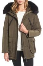 Women's Derek Lam 10 Crosby Down Parka With Genuine Fox Fur - Green
