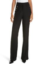 Women's Veronica Beard Tuli Check Button Detail Pants - Black