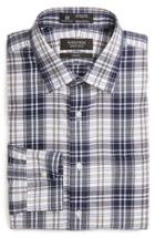 Men's Nordstrom Men's Shop Smartcare(tm) Trim Fit Plaid Dress Shirt .5 32/33 - Blue