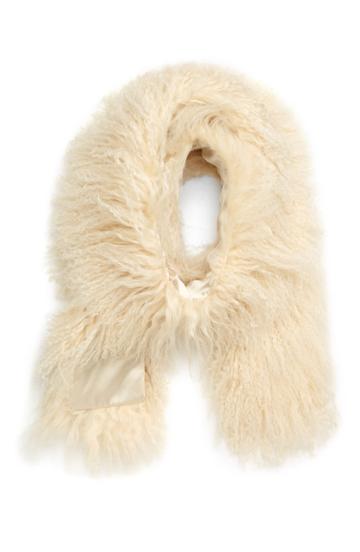 Women's Toria Rose Genuine Mongolian Lamb Fur Scarf, Size - Ivory