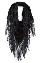 Women's David & Young Faux Leather Fringe Triangle Scarf