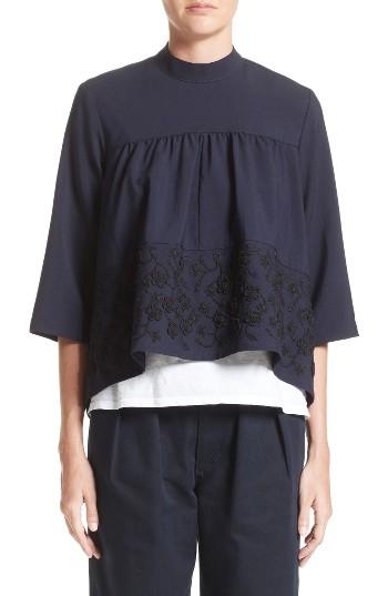 Women's Tricot Comme Des Garcons Floral Embroidered Wool Blouse