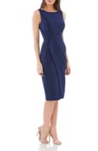 Women's Js Collections Pleated Crepe Cocktail Dress - Blue