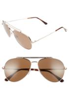 Women's Tom Ford Indiana 58mm Polarized Aviator Sunglasses - Brown/ Blonde/ Rose Gold