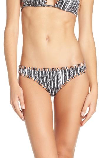 Women's Red Carter Reversible Bikini Bottoms - White