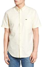 Men's Lacoste Regular Fit Short Sleeve Oxford Woven Shirt Eu - Yellow