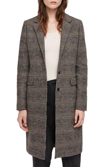 Women's Allsaints Indra Wool & Cotton Blend Check Coat