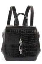 Alexander Wang Hook Mini Croc Embossed Leather Backpack - Black
