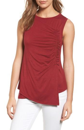 Women's Halogen Ruched Drape Front Tank - Burgundy