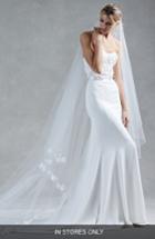 Women's Oscar De La Renta Applique Tulle & Silk Georgette Trumpet Gown