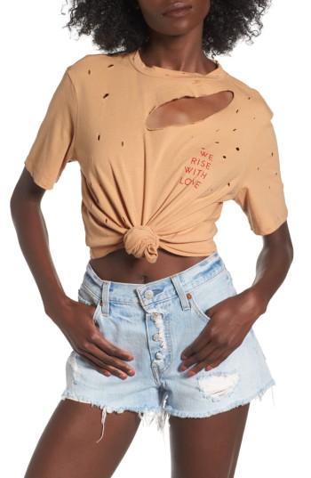 Women's Arrive Kingston Love Ripped Tee - Beige