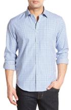 Men's Bugatchi Shaped Fit Grid Sport Shirt - Blue