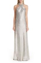 Women's Galvan Twist Halter Neck Metallic Gown Us / 34 Fr - Metallic